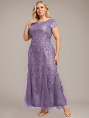 Trumpet/Mermaid Scoop Ankle-Length Lace Tulle Mother of the Bride Dress With Sequins Beading
