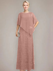 Sheath/Column Scoop Floor-Length Chiffon Lace Mother of the Bride Dress With Sequins Beading
