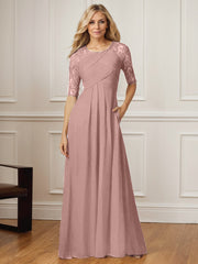A-Line Square Neck Floor-Length Chiffon Mother of the Bride Dress