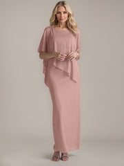 Sheath Scoop Floor-Length Beaded Mother of the Bride Dress