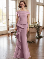 Off-The-Shoulder Cascading Ruffles Mother Of The Bride Dresses
