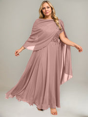 A-line V-Neck Illusion Ankle-Length Lace Chiffon Mother of the Bride Dress With Sequins