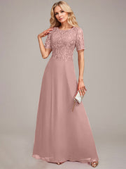 A-Line Round Neck Sequin Mother of Bride Dress With Appliques