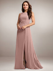 A-Line Scoop Floor-Length Sequins Chiffon Mother of the Bride Dress