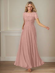A-Line Boat-neck Sequins Chiffon Mother of the Bride Dress