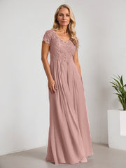 A-Line V-Neck Floor-Length Chiffon Mother of the Bride Dress