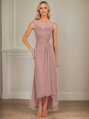 A-Line Scoop Asymmetrical Chiffon Mother of the Bride Dress