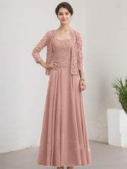 A-line Square Floor-Length Lace Chiffon Mother of the Bride Dress With Sequins