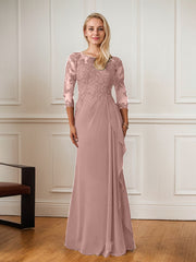A-Line Floor-Length Scoop Chiffon Mother of Bride Dress