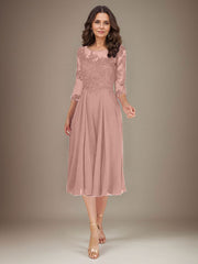 Plum A-Line Scoop Lace Chiffon Mother of the Bride Dress
