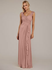 A-Line Sweetheart Neckline Pleated Mesh Mother of the Bride Dress