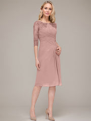 Sheath/Column Knee-Length Chiffon Mother of the Bride Dress With Jacket Appliqued Pleated