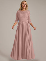 A-Line Scoop Floor-Length Chiffon Mother of the Bride Dress
