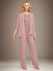 Stormy 3 Piece Long Mother of the Bride Pant Suits with Appliques