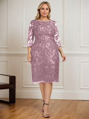 Sheath/Column Scoop Knee-Length Lace Mother of the Bride Dress
