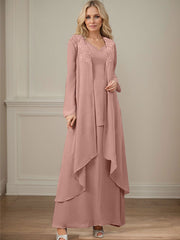 Elegant V-Neck Long Sleeves Floor-Length Mother Of The Bride Dresses WithWrap