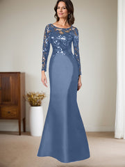 Scoop Neck Long Sleeves Floor-Length Satin/Sequined Mother Of The Bride Dresses