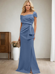 Elegant Wrap Sheath Mother Of The Bride Dresses With Split Front
