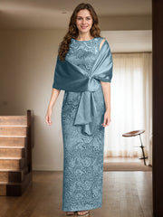 Sheath/Column Scoop Neck Floor-Length Lace/Silk Like Satin Mother Of The Bride Dresses