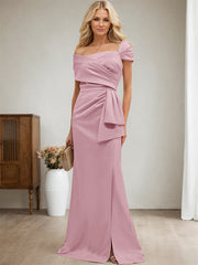 Elegant Wrap Sheath Mother Of The Bride Dresses With Split Front