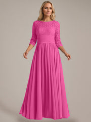 A-Line Scoop Floor-Length Chiffon Mother of the Bride Dress