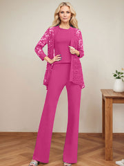 Jumpsuit/Pantsuit Scoop Neck Elastic Satin Mother Of The Bride Dresses