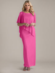 Sheath Scoop Floor-Length Beaded Mother of the Bride Dress