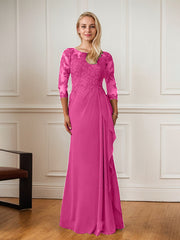 A-Line Floor-Length Scoop Chiffon Mother of Bride Dress