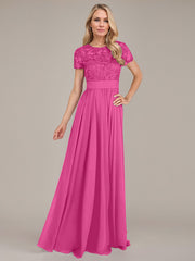 A-Line Scoop Floor-Length Chiffon Mother of the Bride Dress