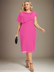 Sheath/Column Scoop Knee-Length Chiffon Mother of the Bride Dress With Beading