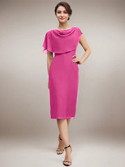 Sheath/Column Scoop Knee-Length Chiffon Mother of the Bride Dress With Beading
