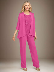Stormy 3 Piece Long Mother of the Bride Pant Suits with Appliques
