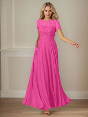 A-Line Boat-neck Sequins Chiffon Mother of the Bride Dress