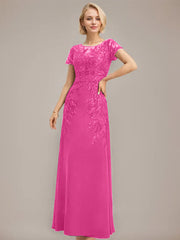 Sheath/Column Scoop Illusion Floor-Length Lace Chiffon Mother of the Bride Dress With Sequins