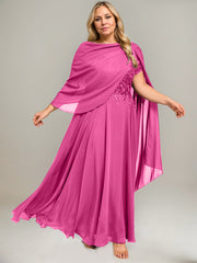 A-line V-Neck Illusion Ankle-Length Lace Chiffon Mother of the Bride Dress With Sequins
