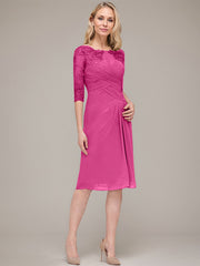 Sheath/Column Knee-Length Chiffon Mother of the Bride Dress With Jacket Appliqued Pleated