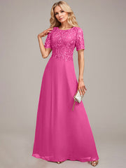 A-Line Round Neck Sequin Mother of Bride Dress With Appliques
