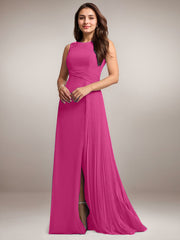 A-Line Scoop Floor-Length Sequins Chiffon Mother of the Bride Dress
