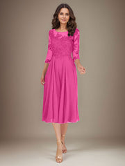 Plum A-Line Scoop Lace Chiffon Mother of the Bride Dress