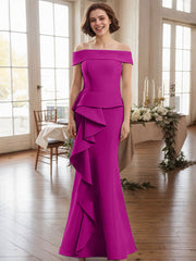 Off-The-Shoulder Cascading Ruffles Mother Of The Bride Dresses