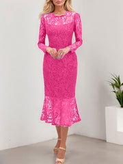 Trumpet/Mermaid Illusion Neck Lace Mother Of The Bride Dresses With Back Hole