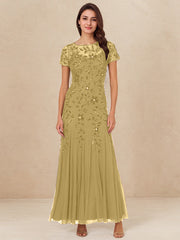 A-Line Scoop Illusion Floor-Length Tulle Mother of the Bride Dress