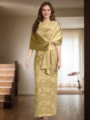Sheath/Column Scoop Neck Floor-Length Lace/Silk Like Satin Mother Of The Bride Dresses