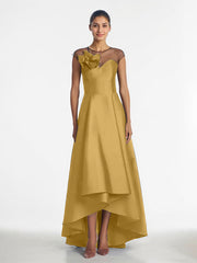 Sheath/Column V-Neck Full-Length Satin Evening Dress