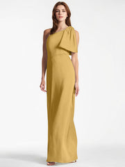 A-Line Asymmetrical Full-Length Satin Evening Dress