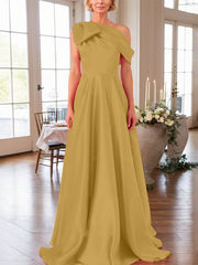 A-Line One-Shoulder Sleeveless Satin Mother Of The Bride Dresses With Bow