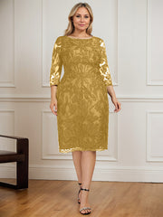Sheath/Column Scoop Knee-Length Lace Mother of the Bride Dress