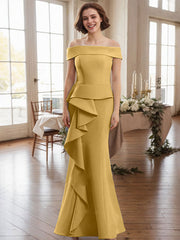 Off-The-Shoulder Cascading Ruffles Mother Of The Bride Dresses