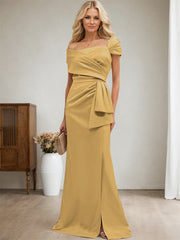 Elegant Wrap Sheath Mother Of The Bride Dresses With Split Front