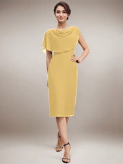 Sheath/Column Scoop Knee-Length Chiffon Mother of the Bride Dress With Beading